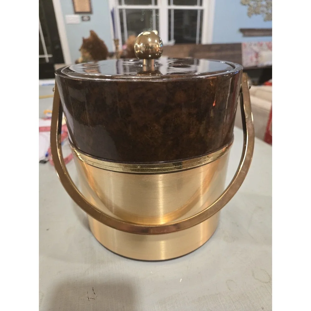 Ice‎ Bucket Padded Vinyl & Metal Vintage